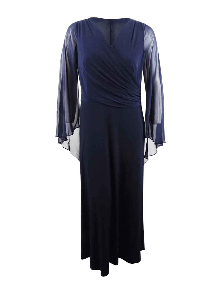 chiffon cape dress plus size A-Line Plus Size Curve Mother of the Bride Dresses Elegant Cape Dress  BL  Dress