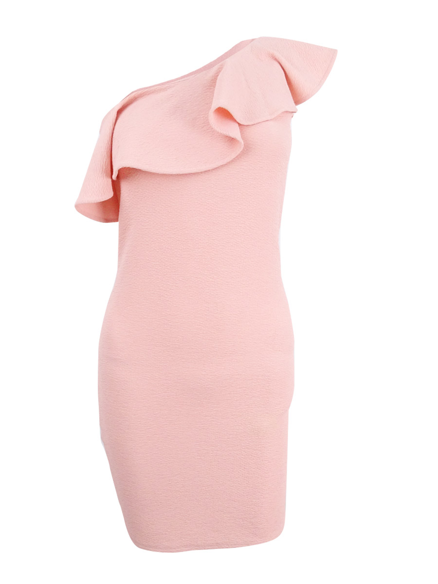 one shoulder ruffle bodycon dress