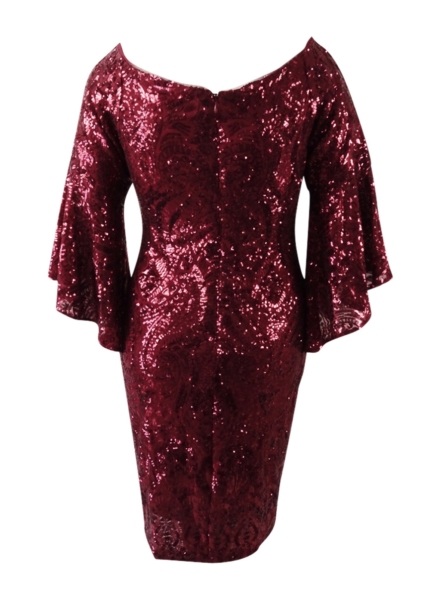 Sequined Bell-Sleeve Dress | eBay
