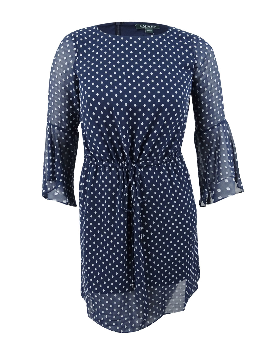 navy blue polka dot dress ralph lauren Lauren by Ralph Lauren Women's Petite Polka-Dot Dress (12P, Navy/White)