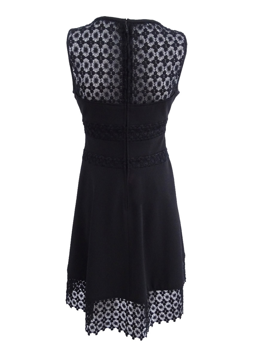 Lauren by Ralph Lauren Women's Lace-Trim Fit & Flare Dress - Ivory - 8