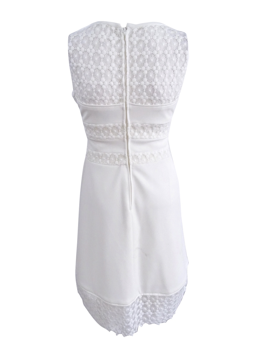 Lauren by Ralph Lauren Women's Lace-Trim Fit & Flare Dress - Ivory - 8