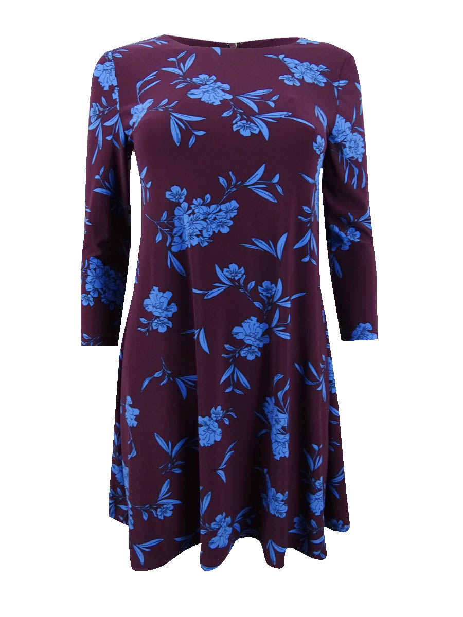 lauren ralph lauren a line dress Ralph Lauren Women's Floral Crinkle Georgette Belted Dress