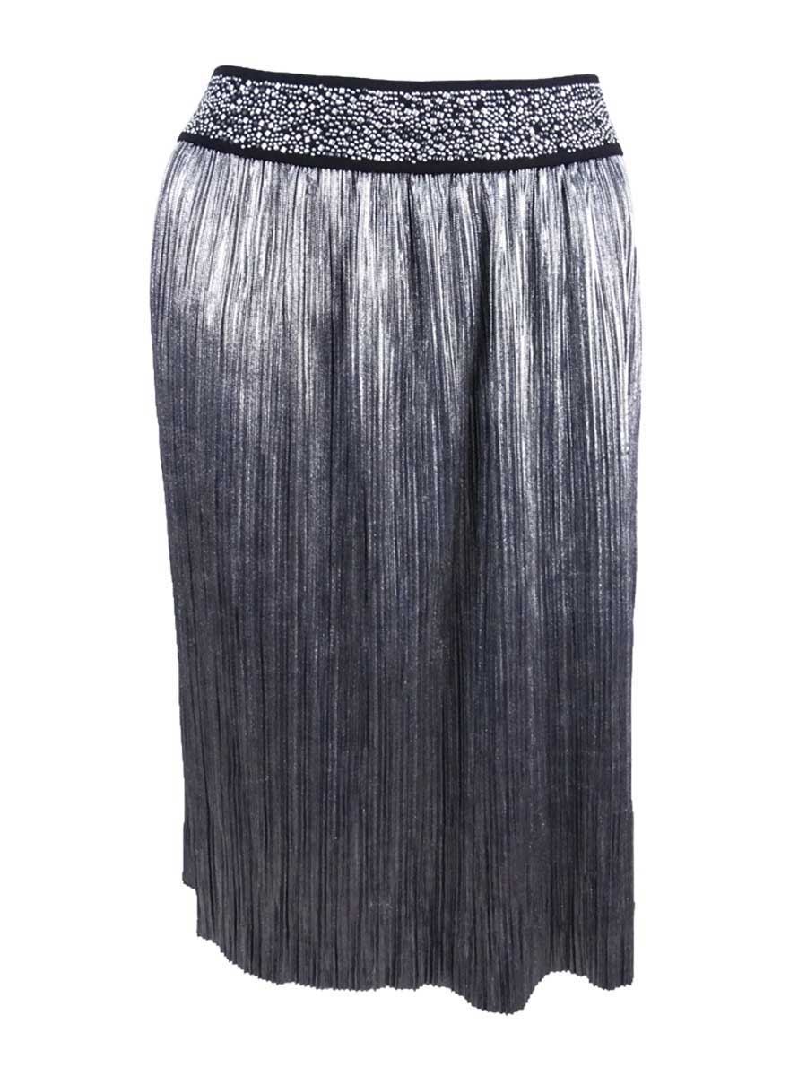 black and silver a line skirt