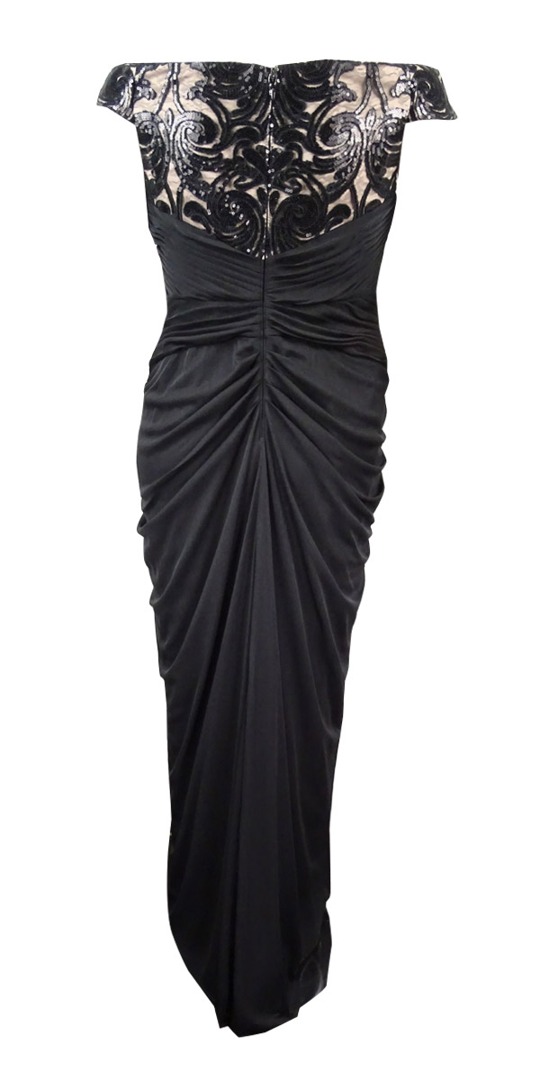 adrianna papell printed ruched chiffon gown