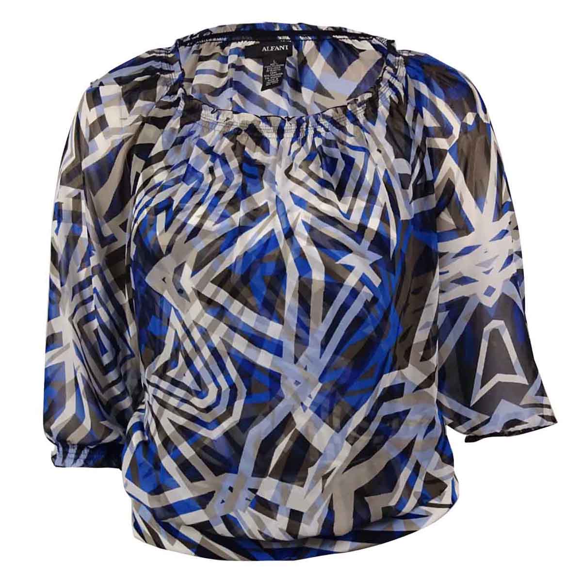 Printed Chiffon Peasant Blouson Top 