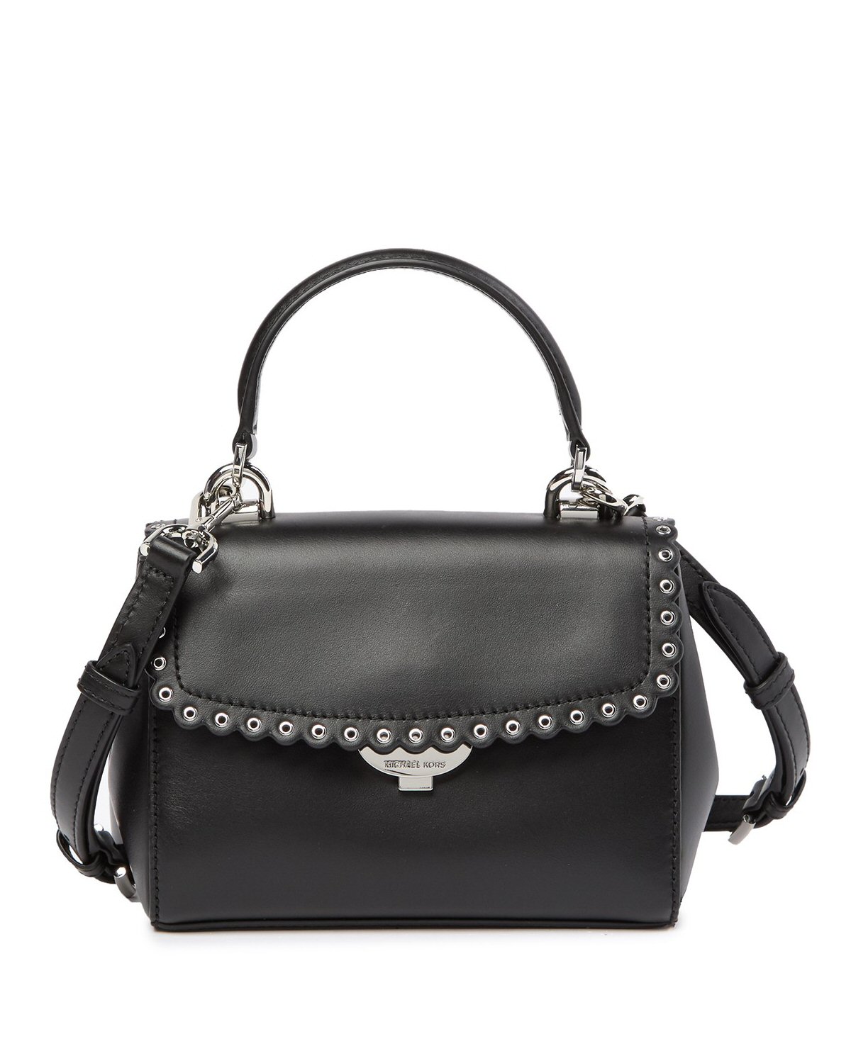 Michael Kors Top Handle Leather Crossbody Bag, Flap w/ Snap Closure, XS