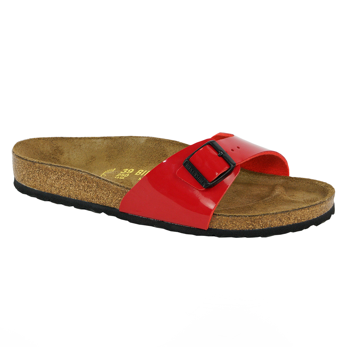 red patent birkenstock sandals