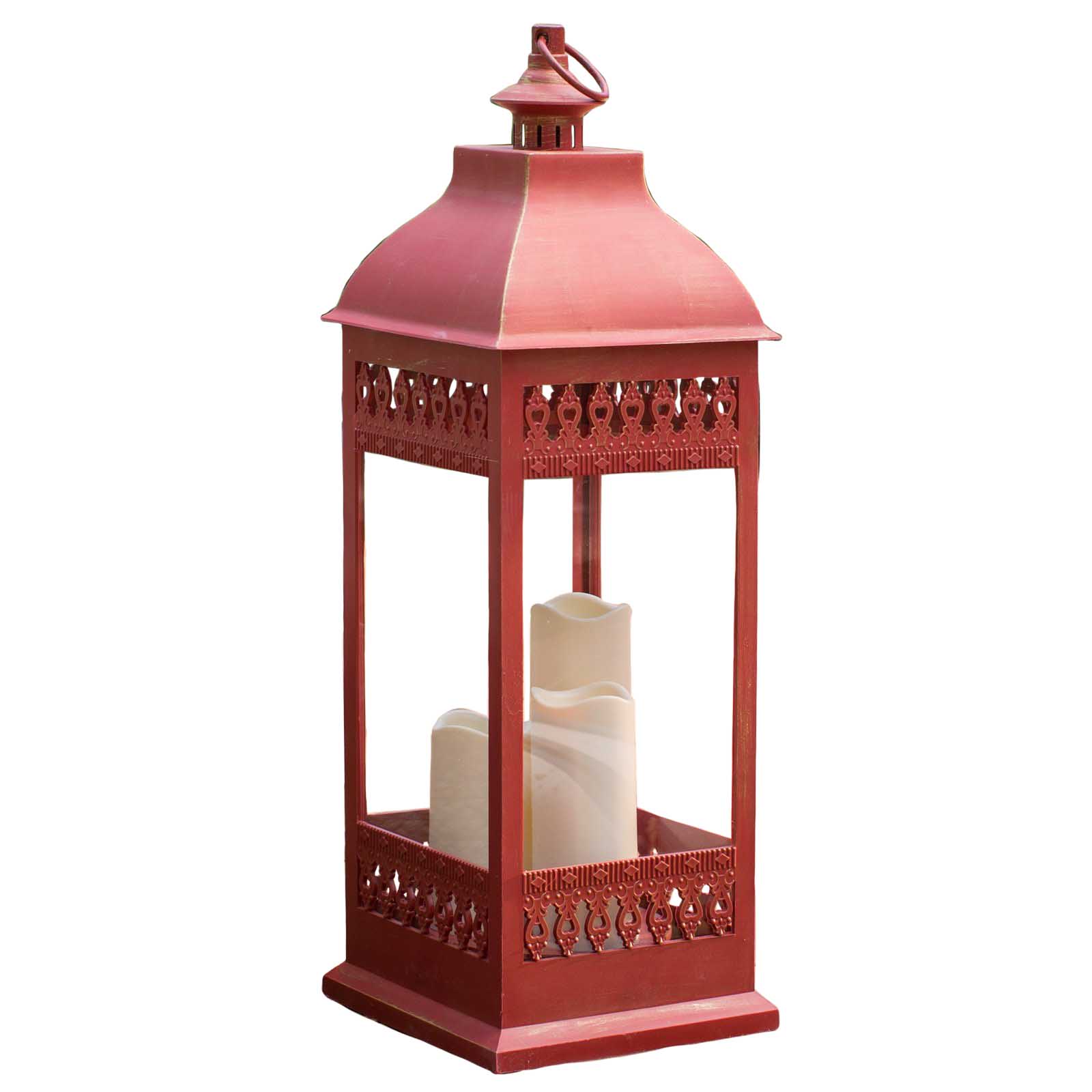 Gc Smart Solar San Nicola Triple Led Candle Lantern Red
