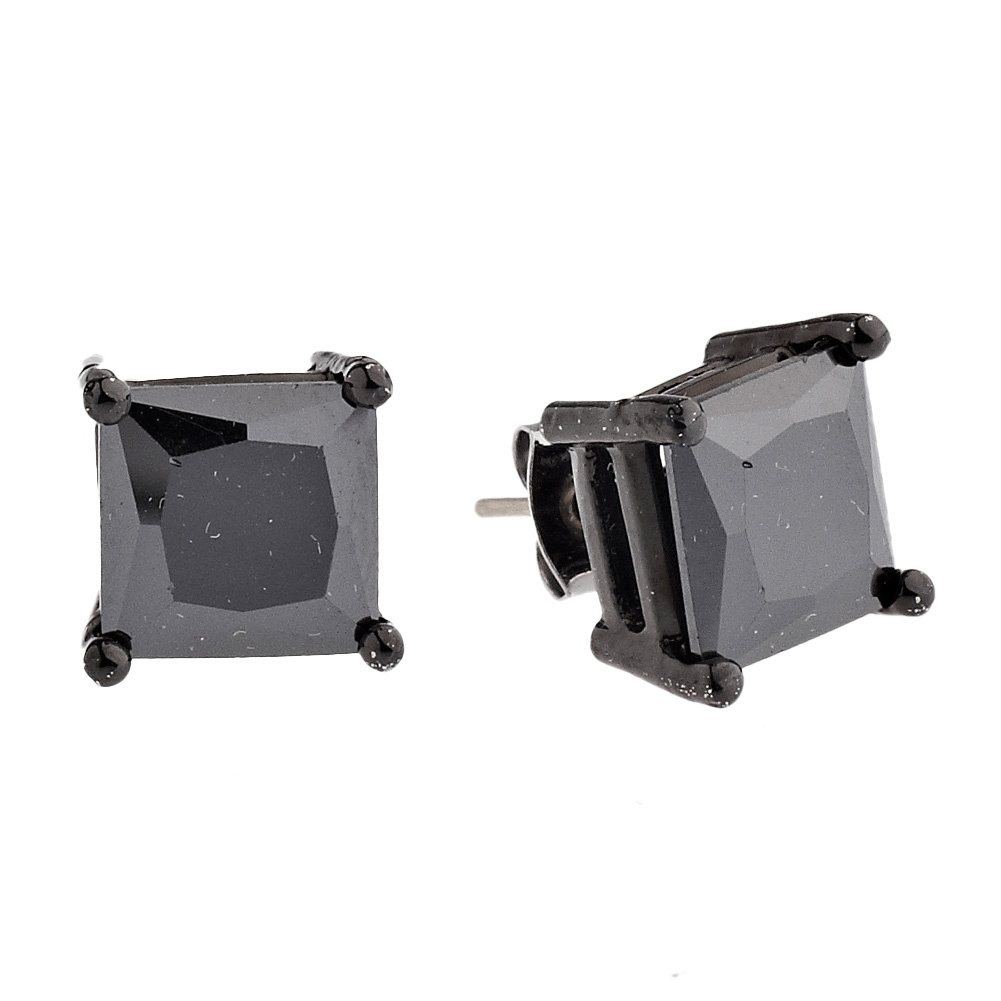 Замороженные блинчики Eckige Zirkonia Ohrstecker - schwarz
