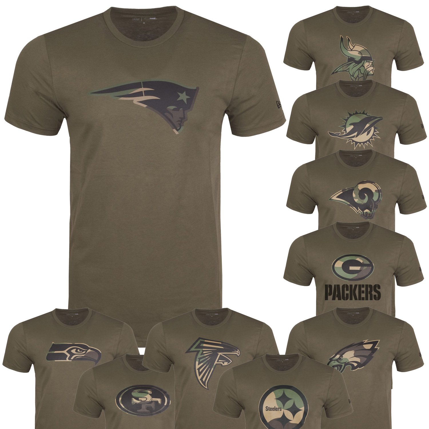 New Era Shirt wood camo NFL Green Bay Packers schwarz