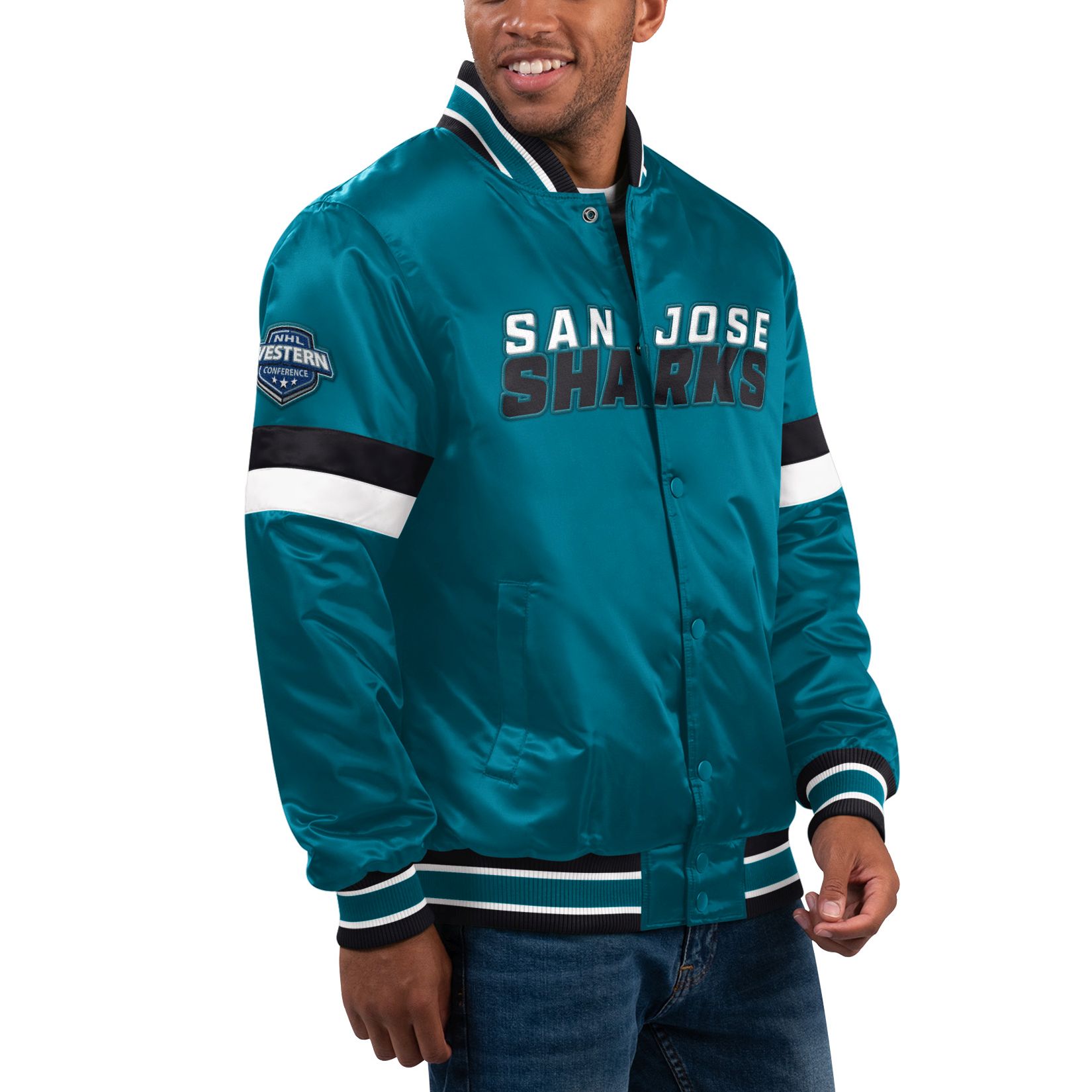 STARTER NHL San Jose Sharks HOMEGAME Varsity Satin Jacket - M | eBay