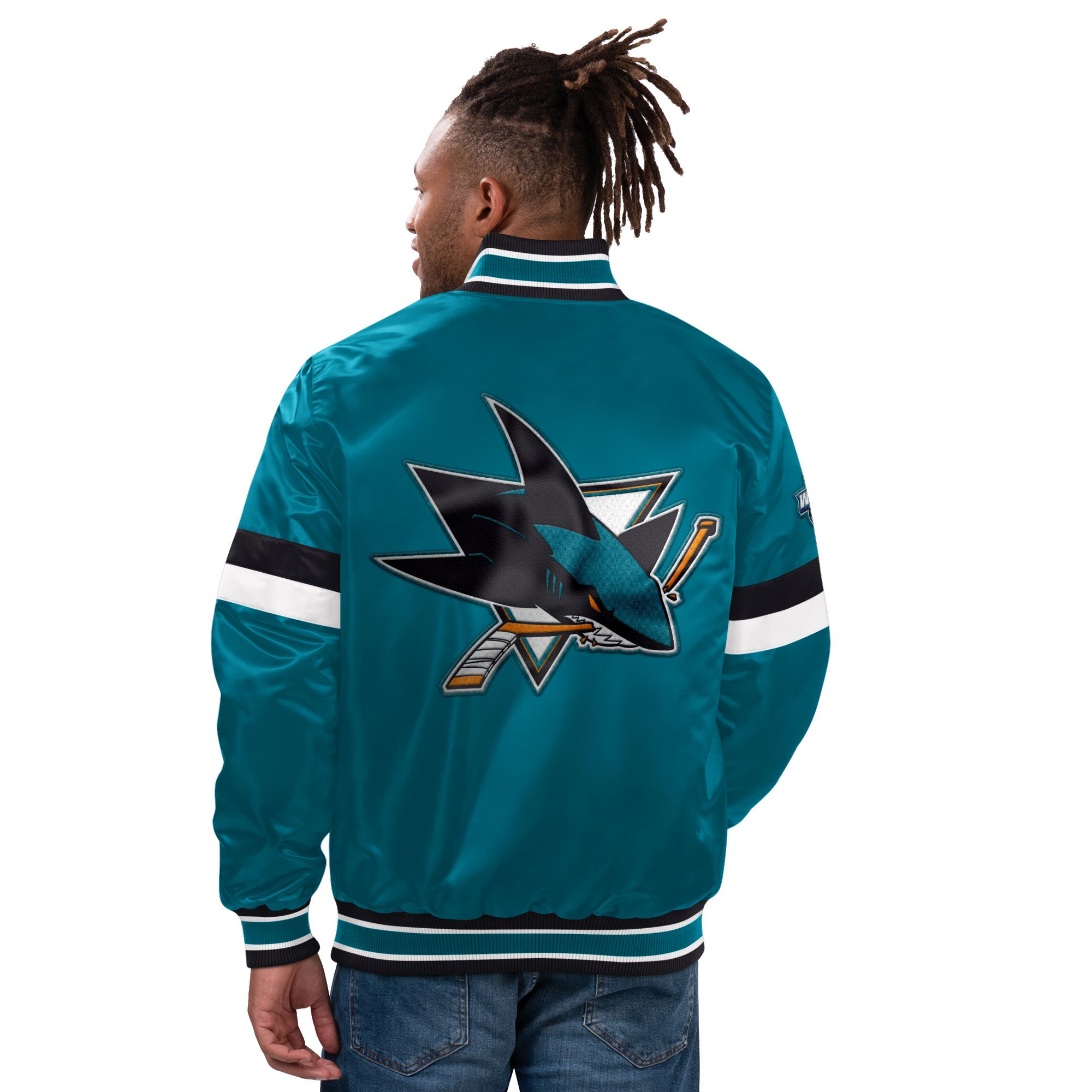 スターター x NHL サンノゼ シャークス ナイロンジャケット スタジャン 90s STARTER NHL San Jose Sharks nylon jacket – NEVERKNOWS