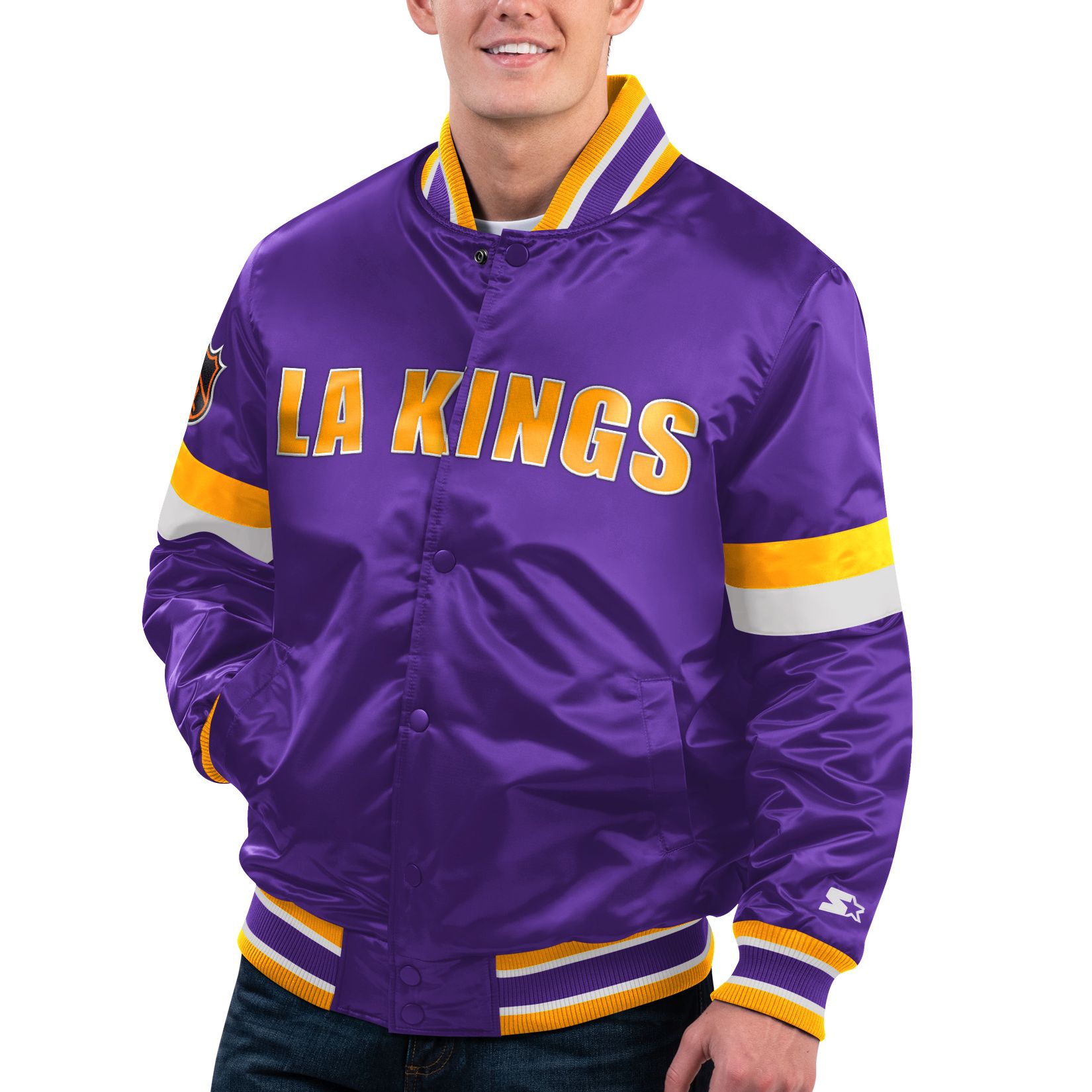 STARTER NHL Los Angeles Kings DIVE PLAY Varsity Satin Jacket | eBay
