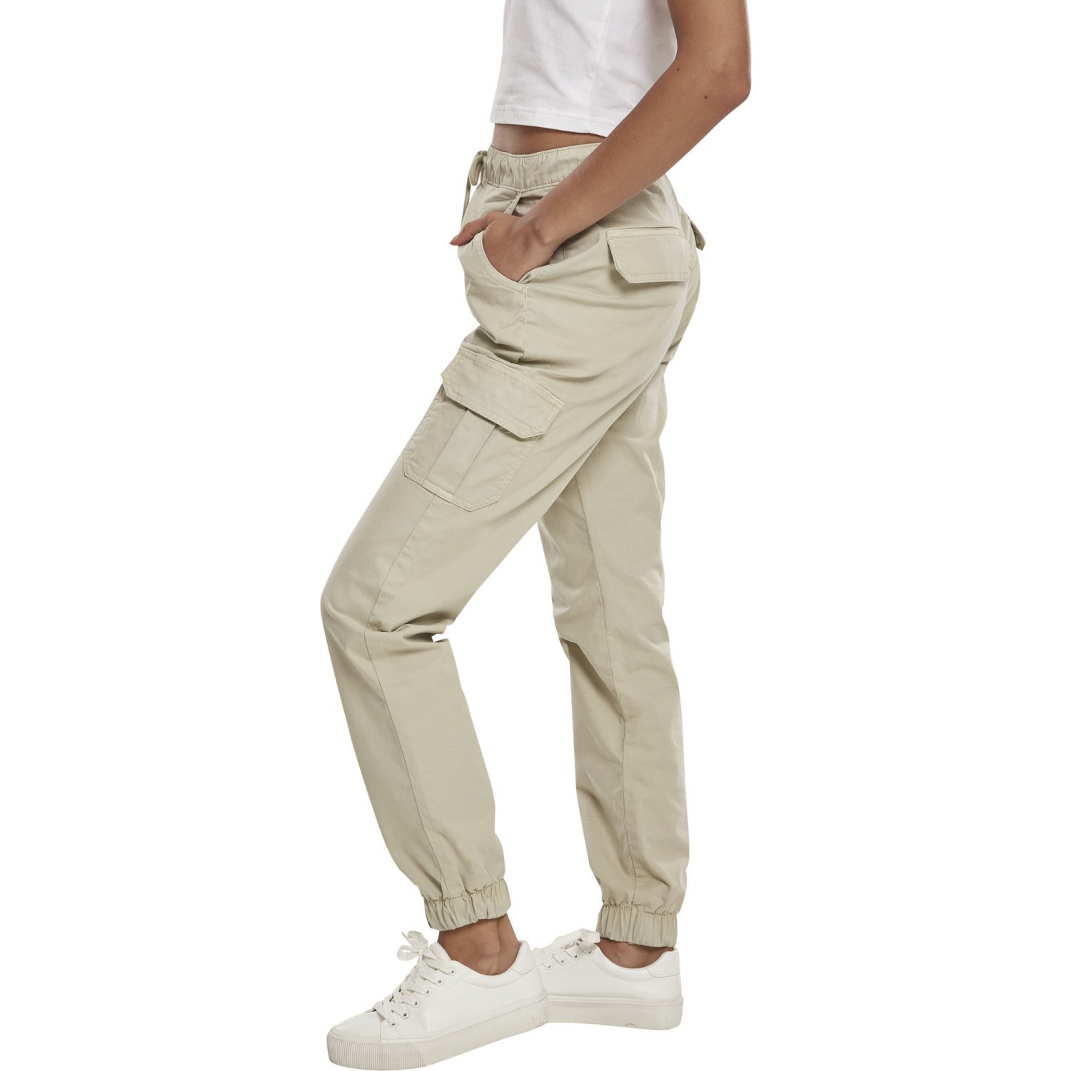Urban Classics Ladies High Waist Cargo Pants beige eBay