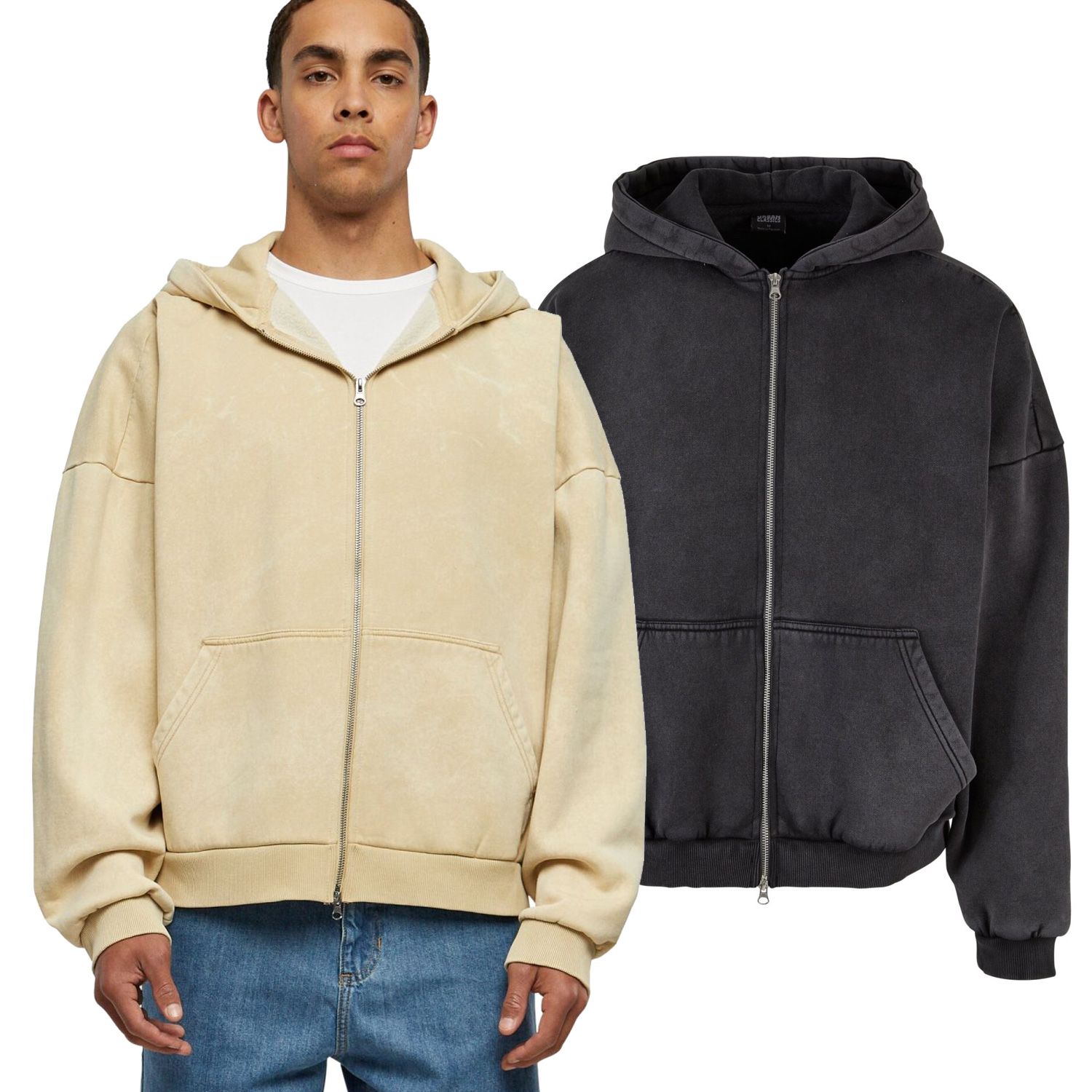 Urban Classics - Heavy Stone Washed 90s Zip Hoody | eBay