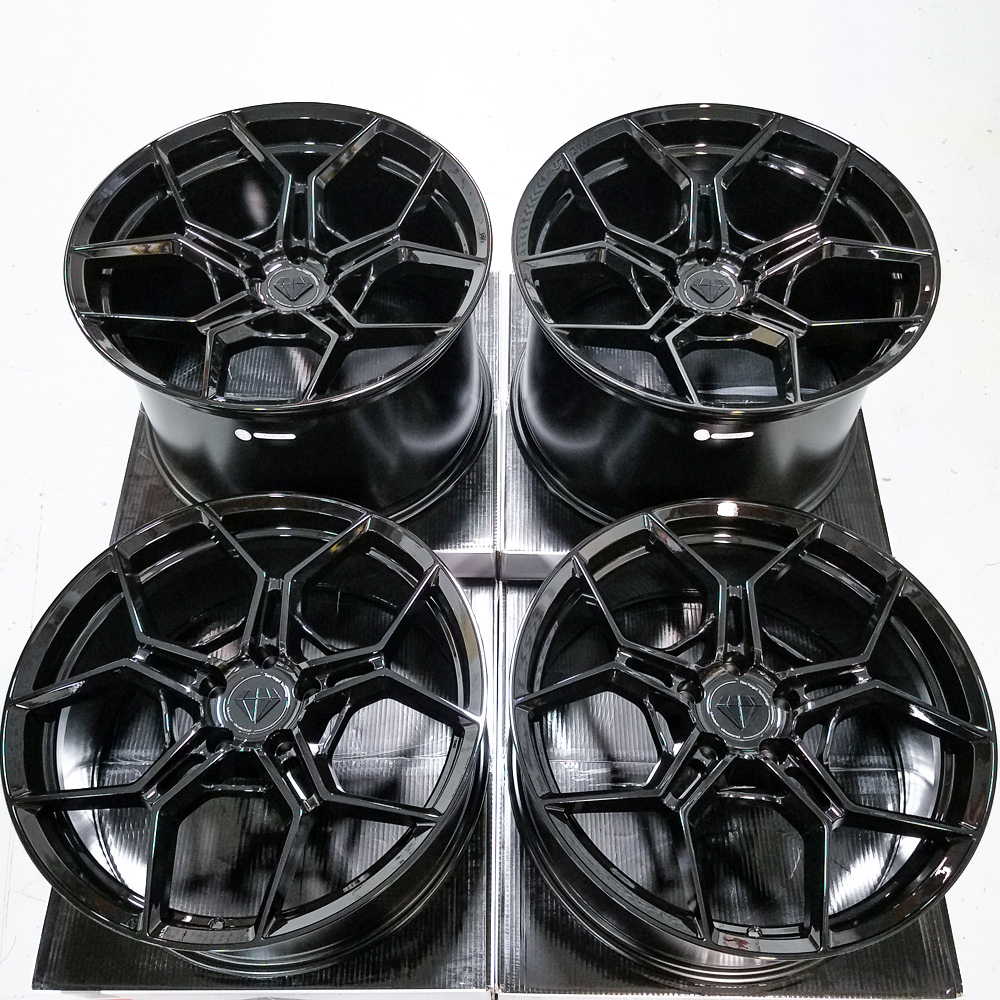 20" Blaque Diamond BD-F25 Black 20x9 20x12 Wheels Rims Chevrolet Corvette C8 - Picture 4 of 12