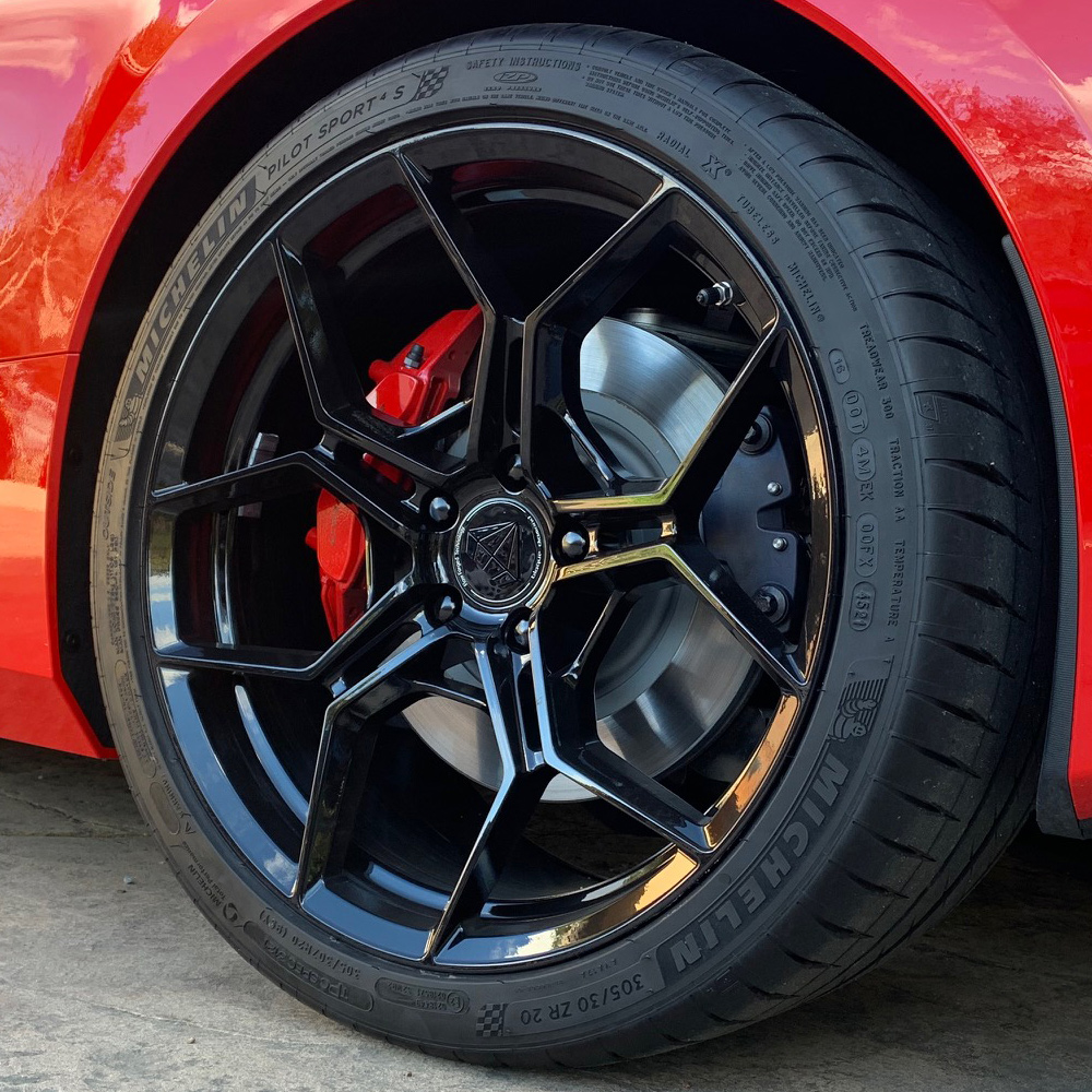 20" Blaque Diamond BD-F25 Black 20x9 20x12 Wheels Rims Chevrolet Corvette C8 - Picture 10 of 12