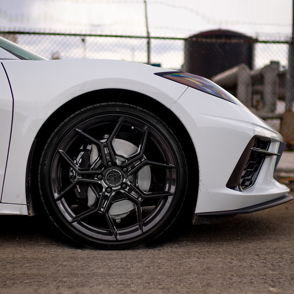20" Blaque Diamond BD-F25 Black 20x9 20x12 Wheels Rims Chevrolet Corvette C8 - Picture 1 of 12