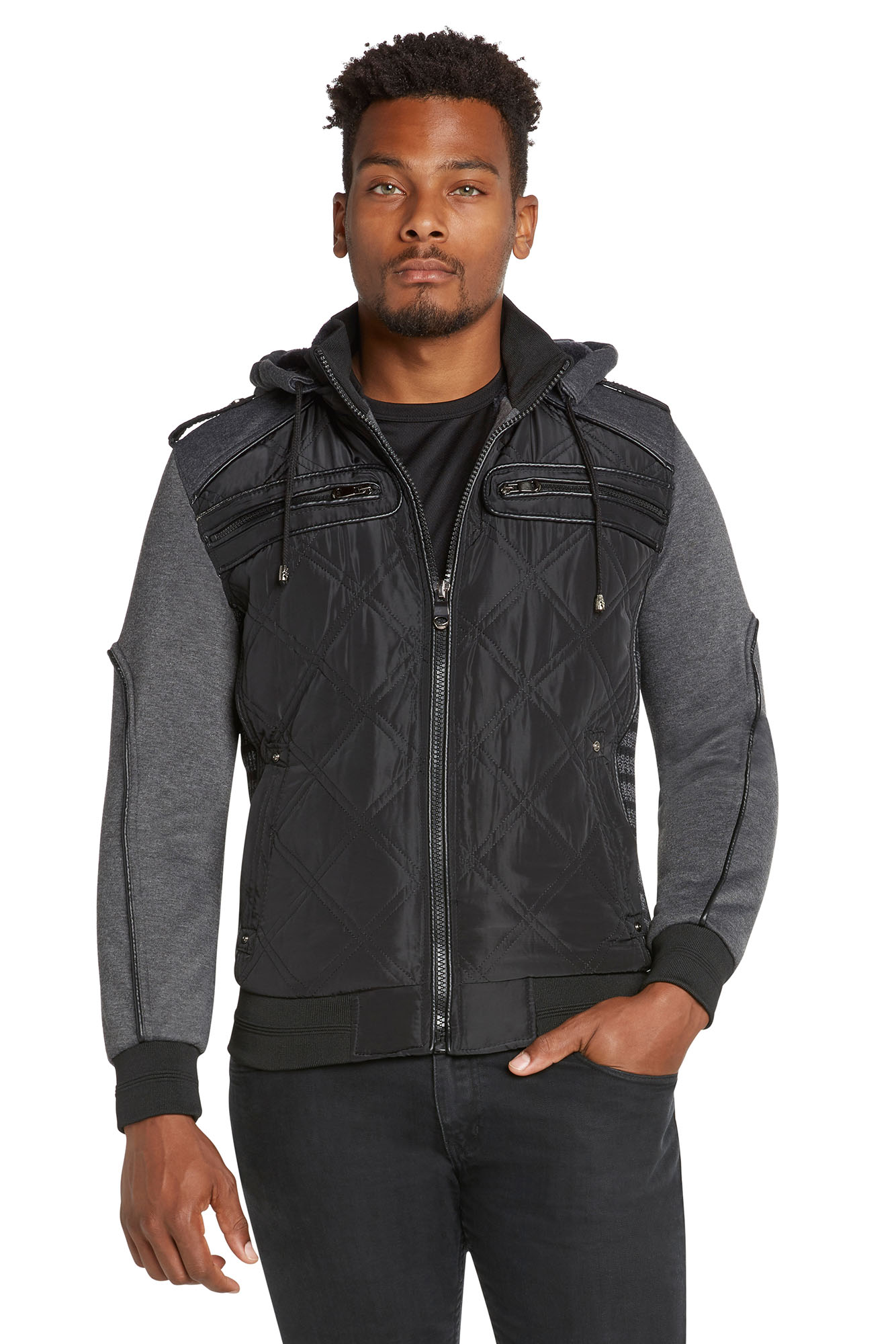 Mens Winter Coat Quilted Puffer Jacket Removable Hood by 9 Crowns