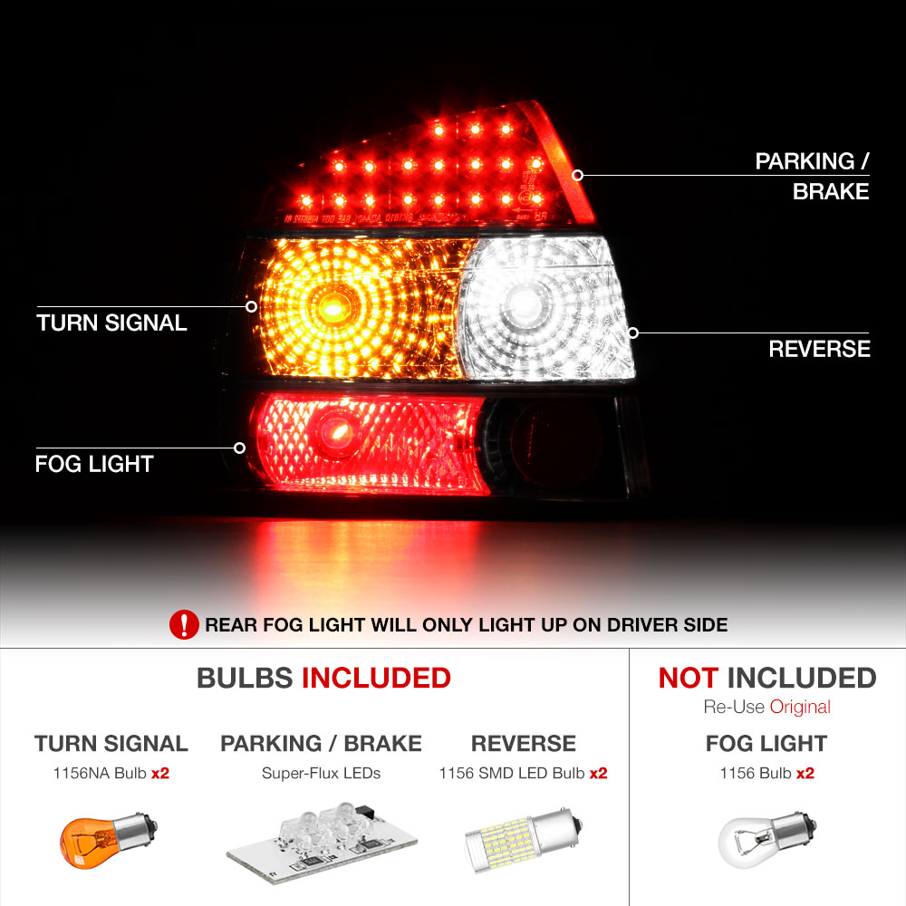 {360 DEGREE SMD REVERSE} 02-05 Audi LED Smoke Tail Lights Sedan LH RH A4 S4 B6