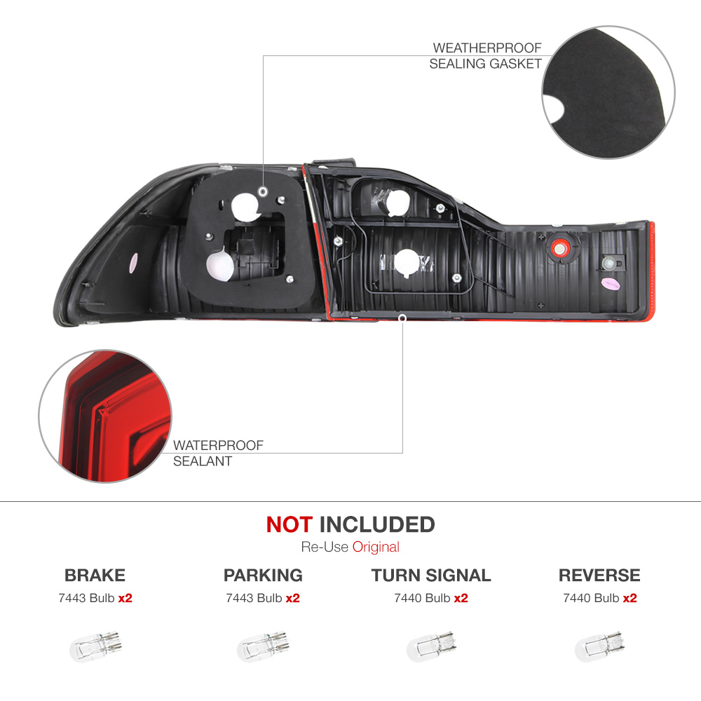 *OE STYLE* 98 99 00 Honda Accord 4DR RED CLEARTail Lights Rear Brake