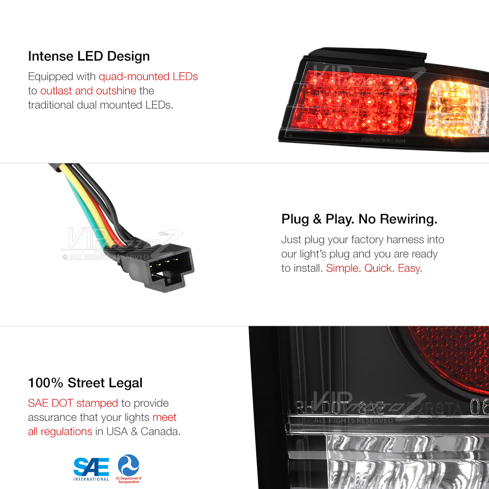 JDM Kouki Black Tail Light+Trunk Center Garnish Lamp For 9598 240SX