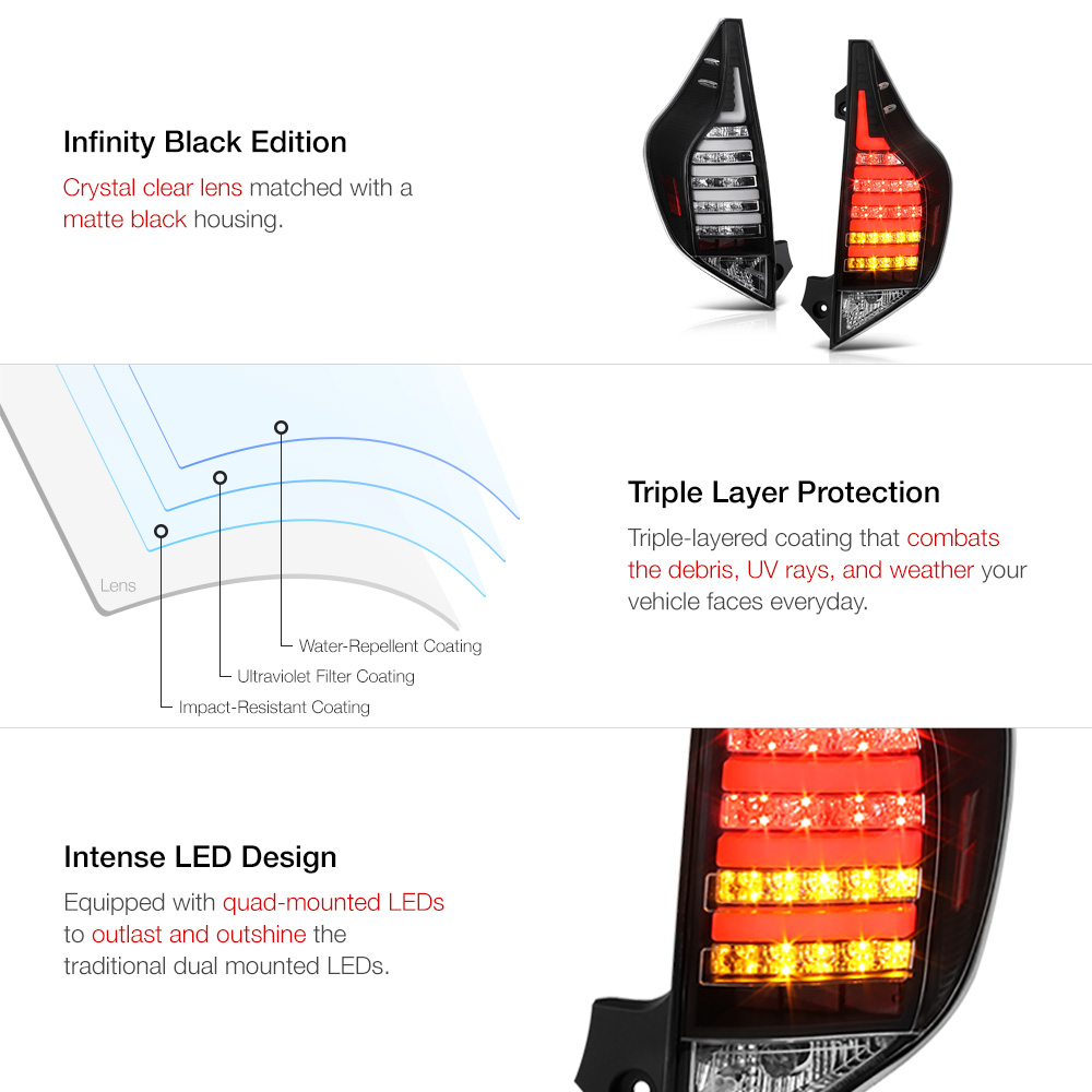 20122016 Toyota Prius C Aqua NHP10 Black LED Rear Brake Lamp Tail Lights JDM eBay