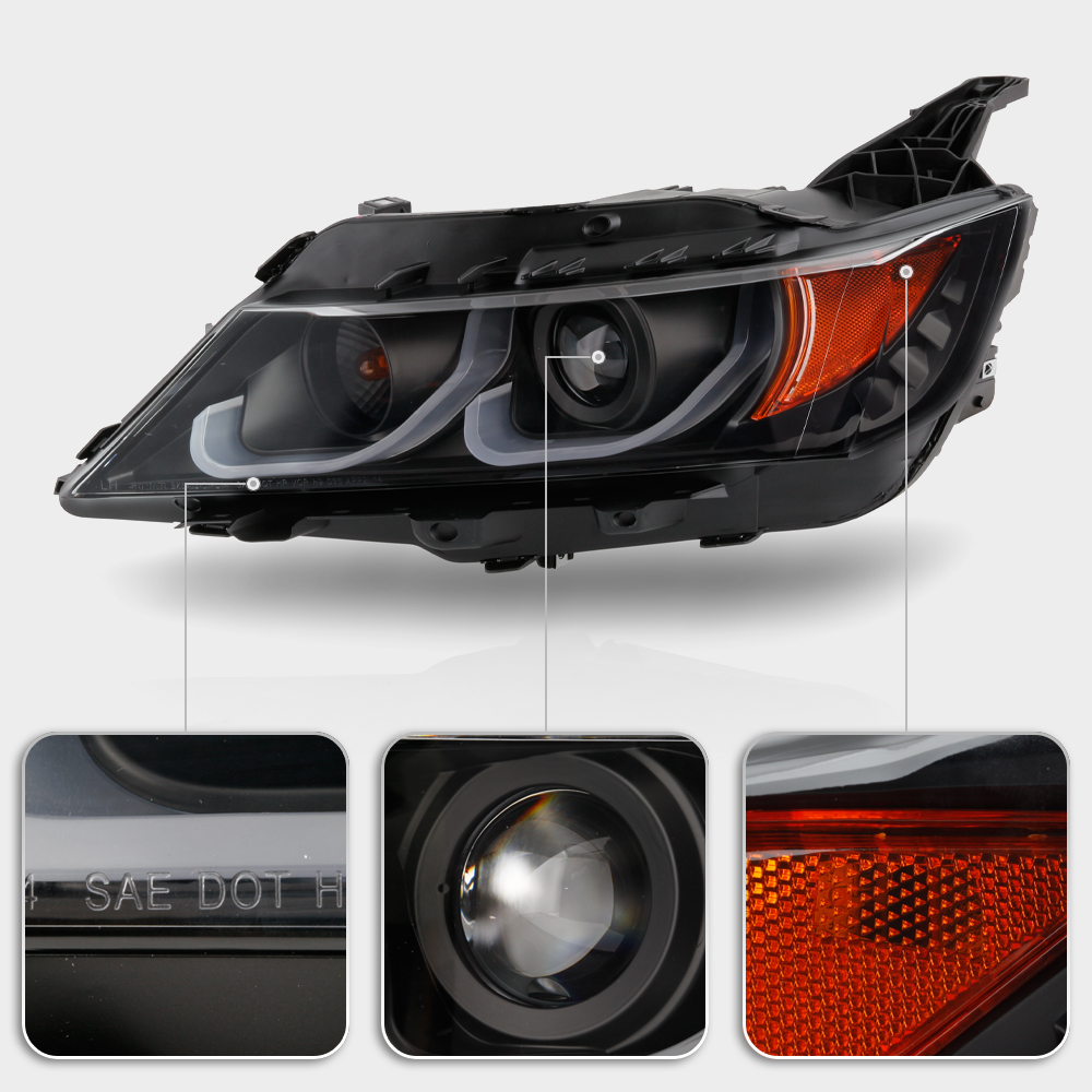 Black Clear Projector Headlight LED Neon Tube DRL Lamp For 1420 Chevy