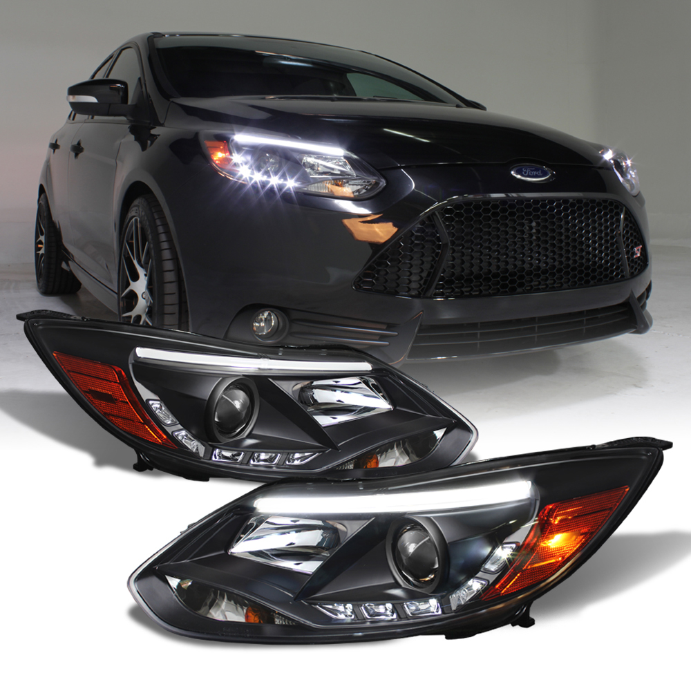 20122014 Ford Focus Sedan Hatchback LED DRL [ OMG ] Black Projector