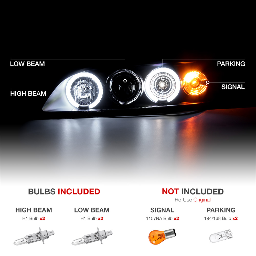 SINISTER BLACK 19982002 Honda Accord Coupe Sedan Angel Eye Projector Headlights eBay