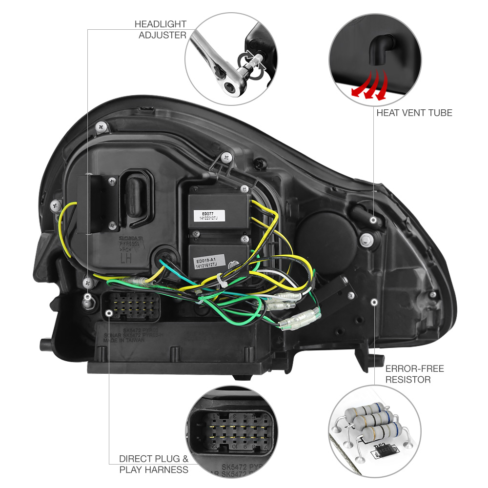 20032006 Porsche Cayenne 955 Xenon HID Black LEFT RIGHT Headlights