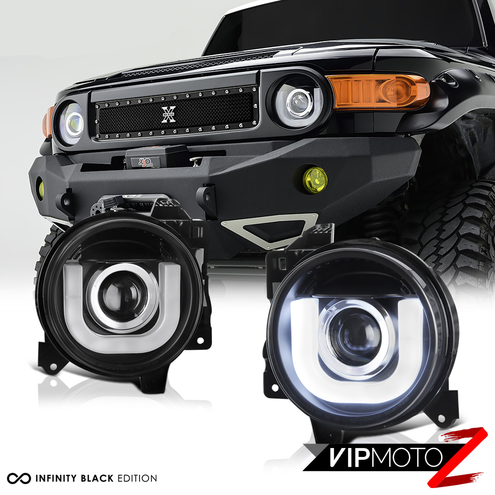 For 0715 Toyota Fj Cruiser TRD Black Projector Headlight Left+Right