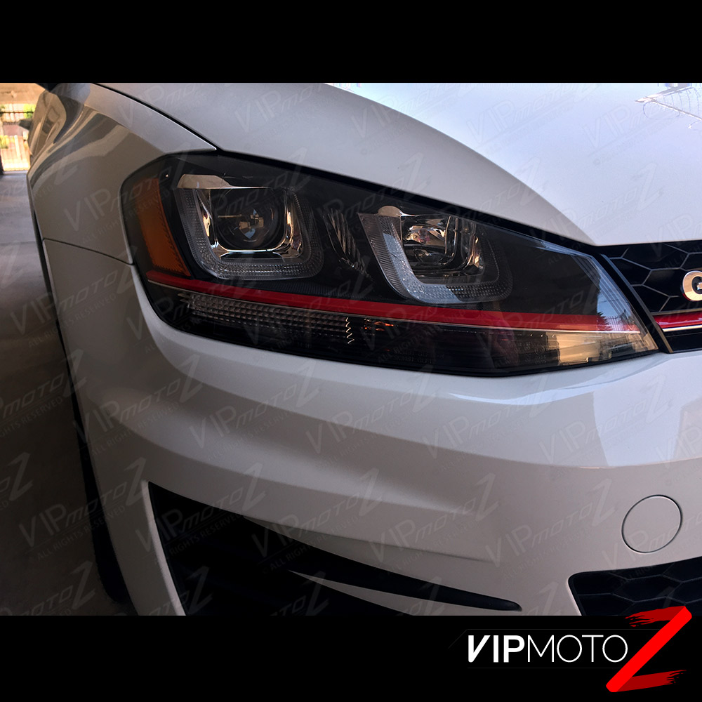 20152017 Volkswagen Golf GTI [ BUILTIN RED STRIP ] LED UBAR DRL Headlights eBay