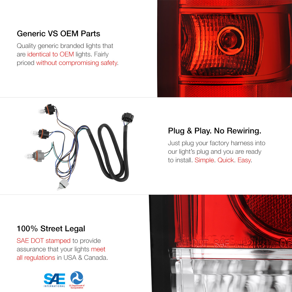 2007-2013 GMC Sierra 1500 2500 3500HD LEFT Driver Rear Brake Tail Light