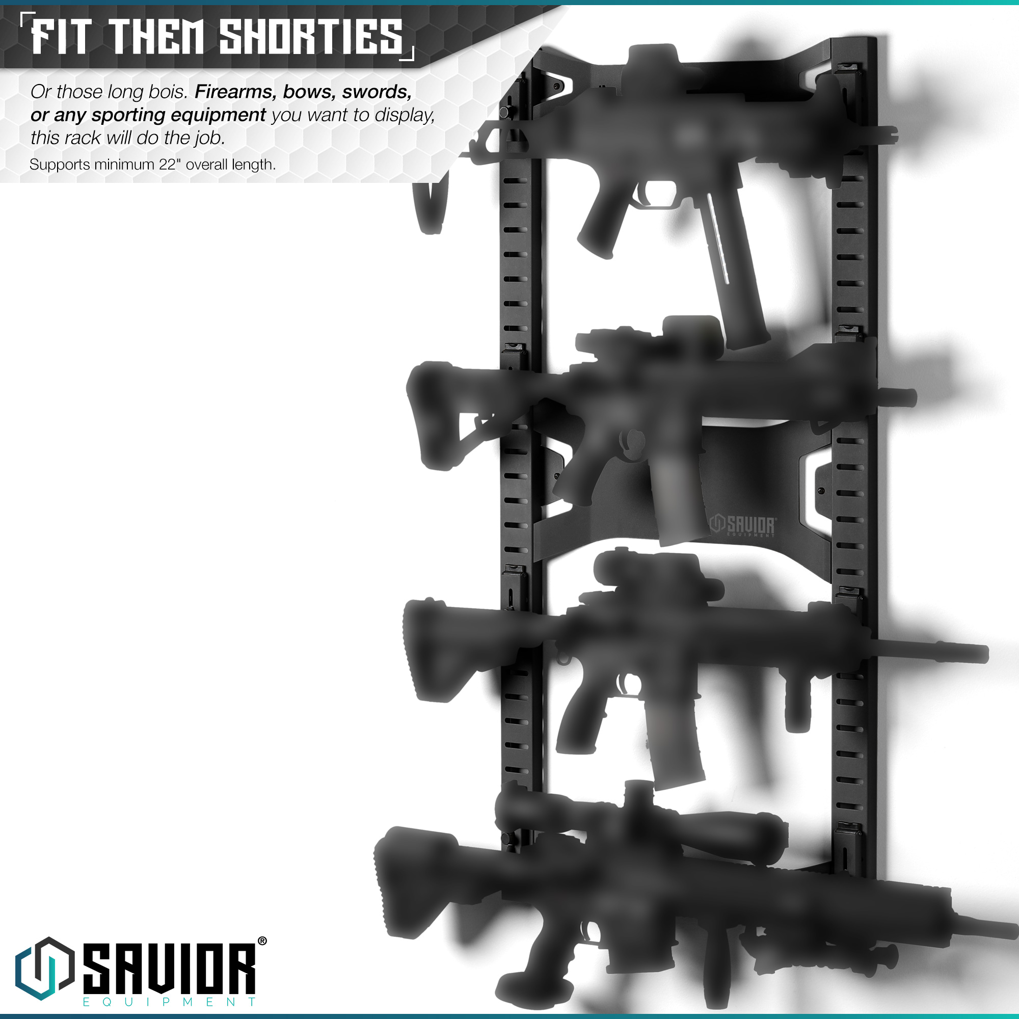 Tactical Horizontal 5 Gun Rifle Rack Hanger Shotgun Wall Mount Display + 10 Hook - Picture 3 of 25