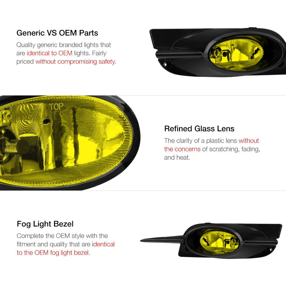 For 09-11 Honda Civic 2 Door Yellow JDM Fog Lights Lamp+Switch+Bulbs