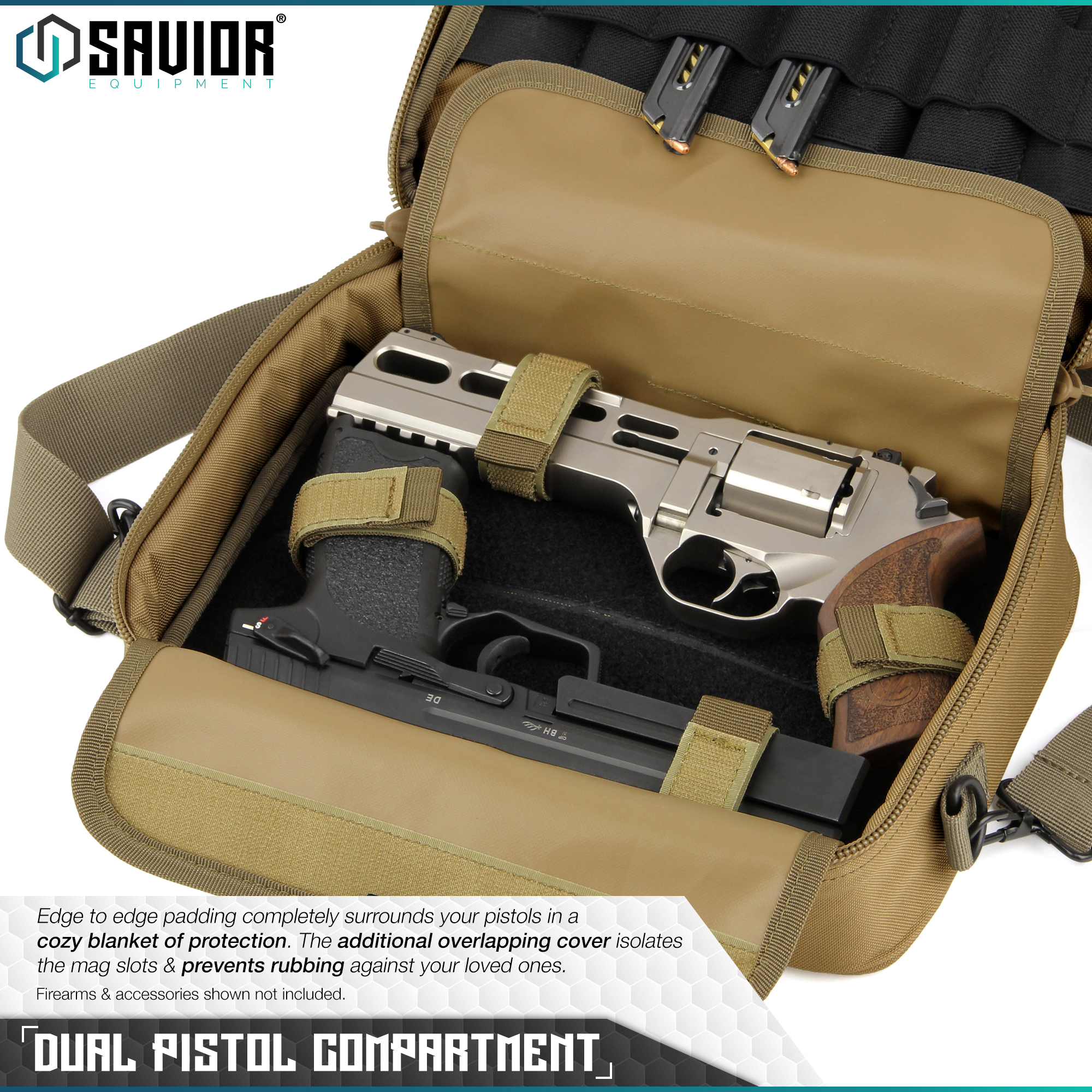 "SAVIOR" Padded Discreet Double Handgun Bag Pistol Storage Case w/Mag