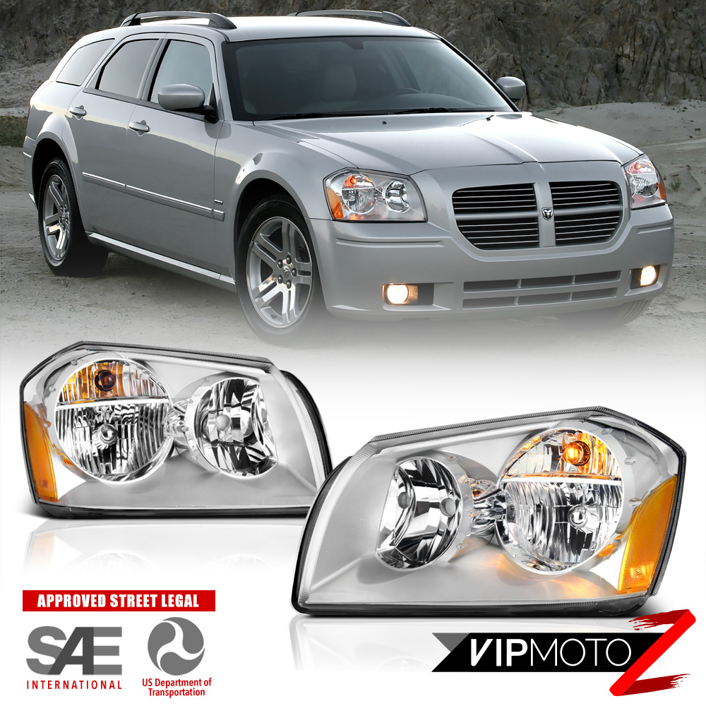 FOR 2005-2007 DODGE MAGNUM New Replacement Chrome Headlight Assembly PAIR