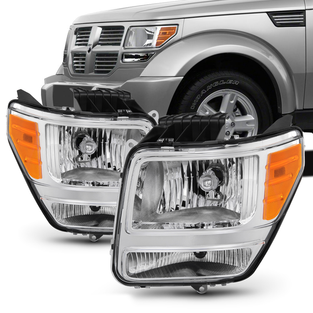 {FACTORY STYLE} For 0711 Dodge Nitro Chrome Housing Headlight Lamp