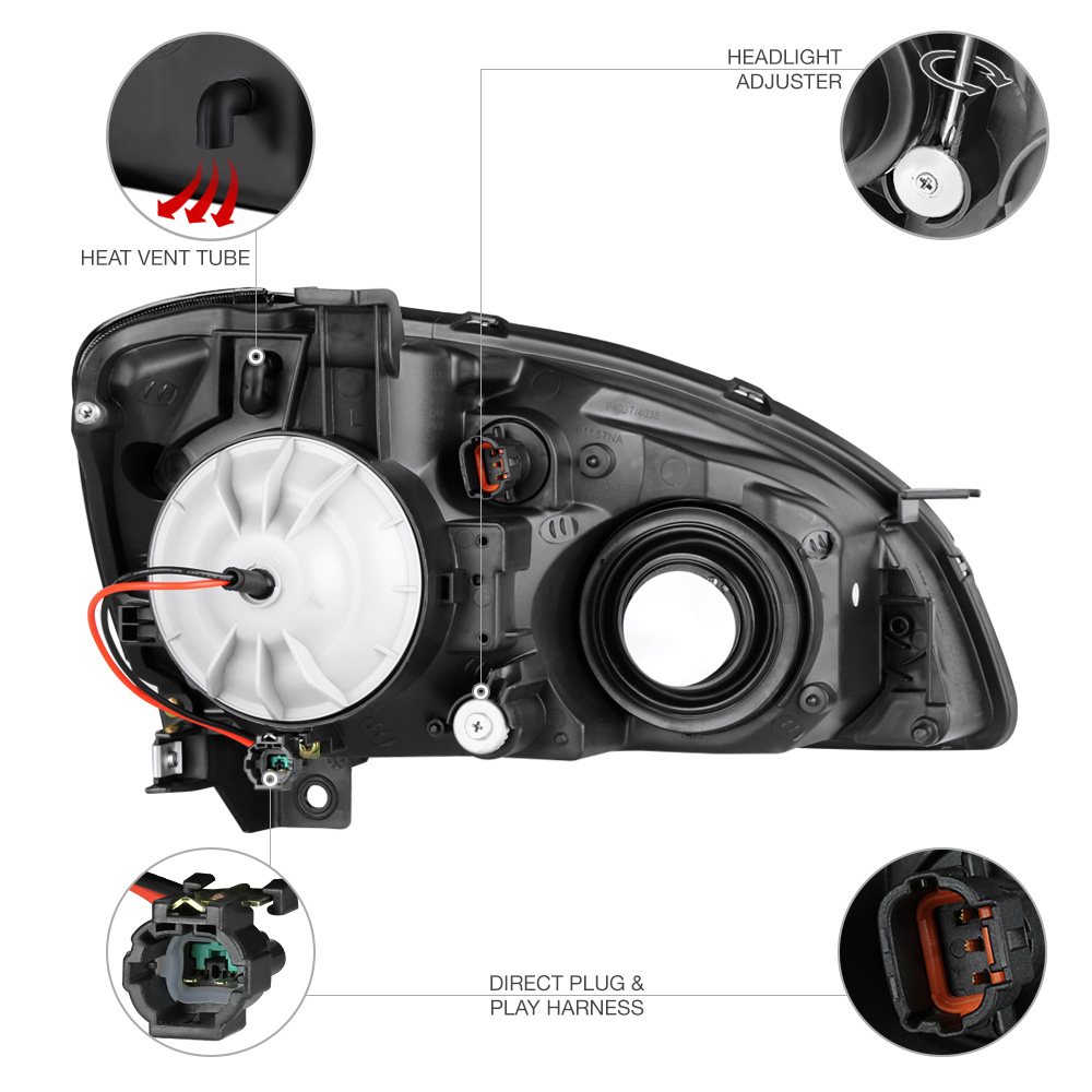 For 2005 2006 Nissan Altima Base S SE SL Sedan Black Front Headlights