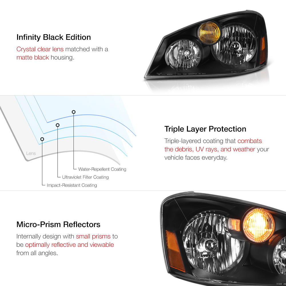 [FACTORY HID XENON] Fit 2005 2006 Nissan Altima Black Headlights
