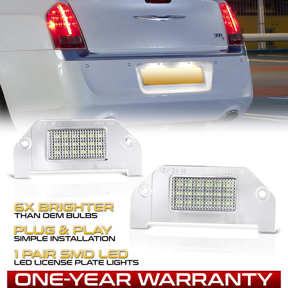 "2PCs" Pure White SMD LED license Plate Light LH+RH For 0514 Chrysler