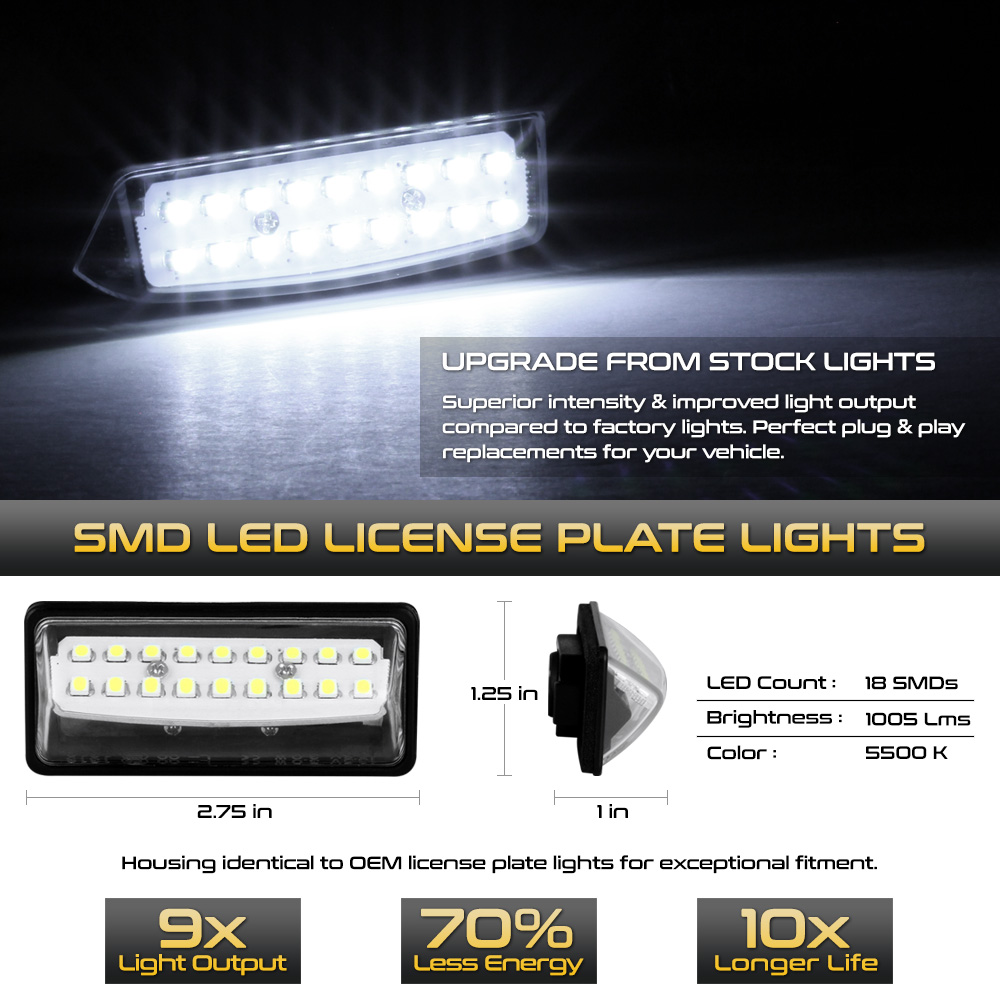 [FULL LED] White License Plate Light Housing SET For Nissan Altima