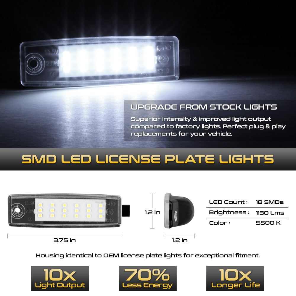 [BRIGHT WHITE] LED License Plate Light Set For 0813 Toyota Highlander