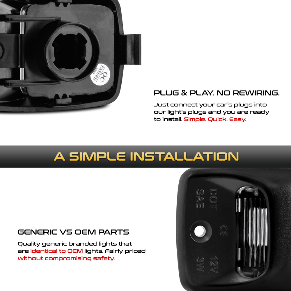 License Plate Light Replacement Housing For 0515 Toyota & 0013