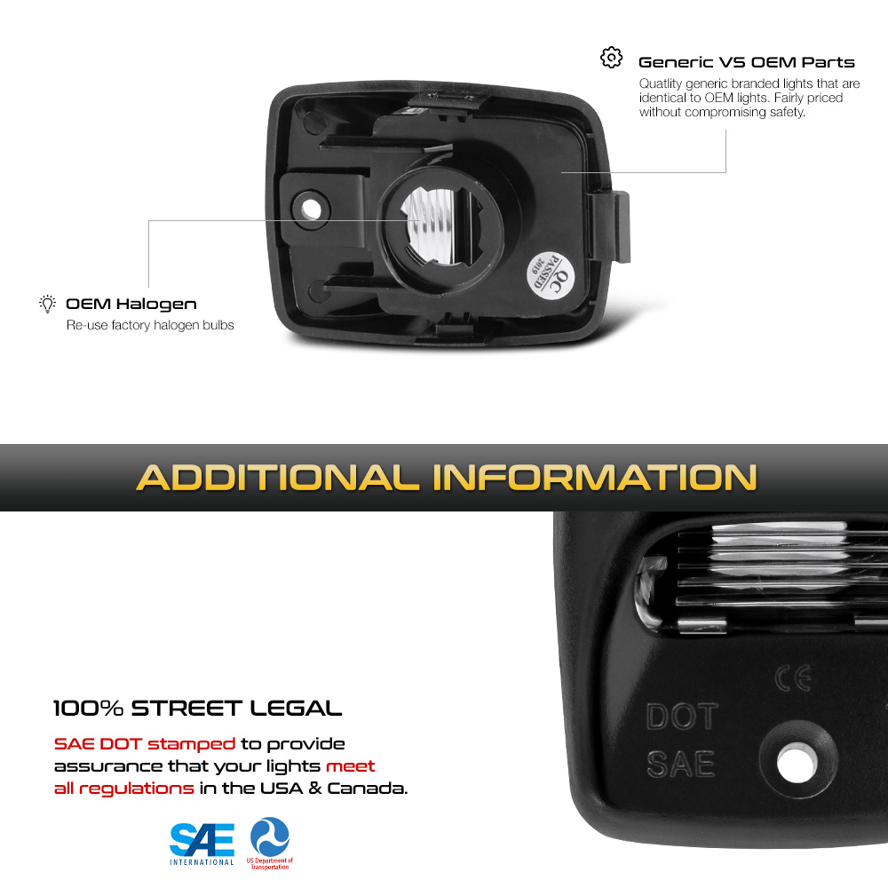 License Plate Light Replacement Housing For 0515 Toyota & 0013
