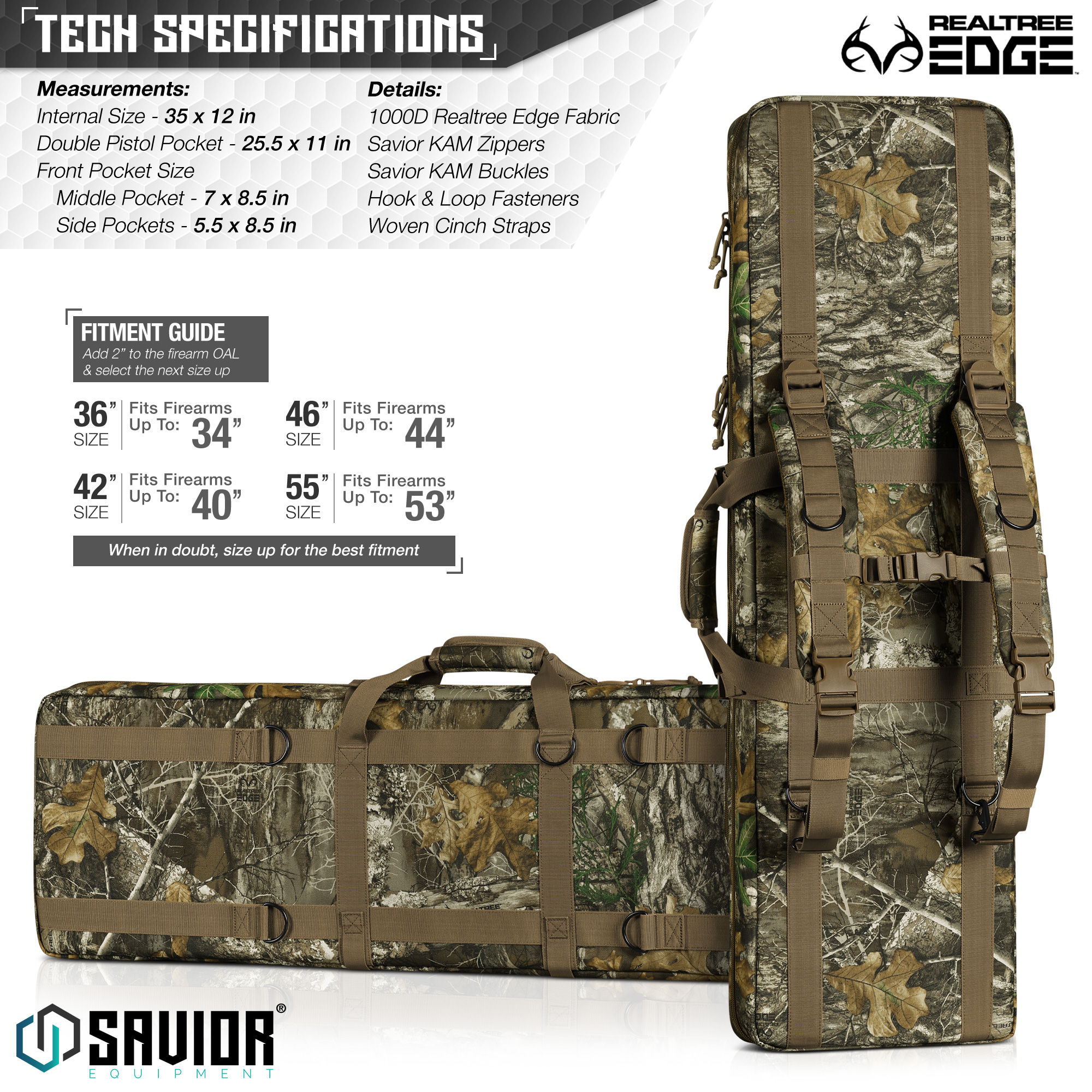 SAVIOR EQUIP Tactical Double Rifle Bag Gun Range Padded Soft Case 36" 42" 46" 55 - Picture 31 of 49