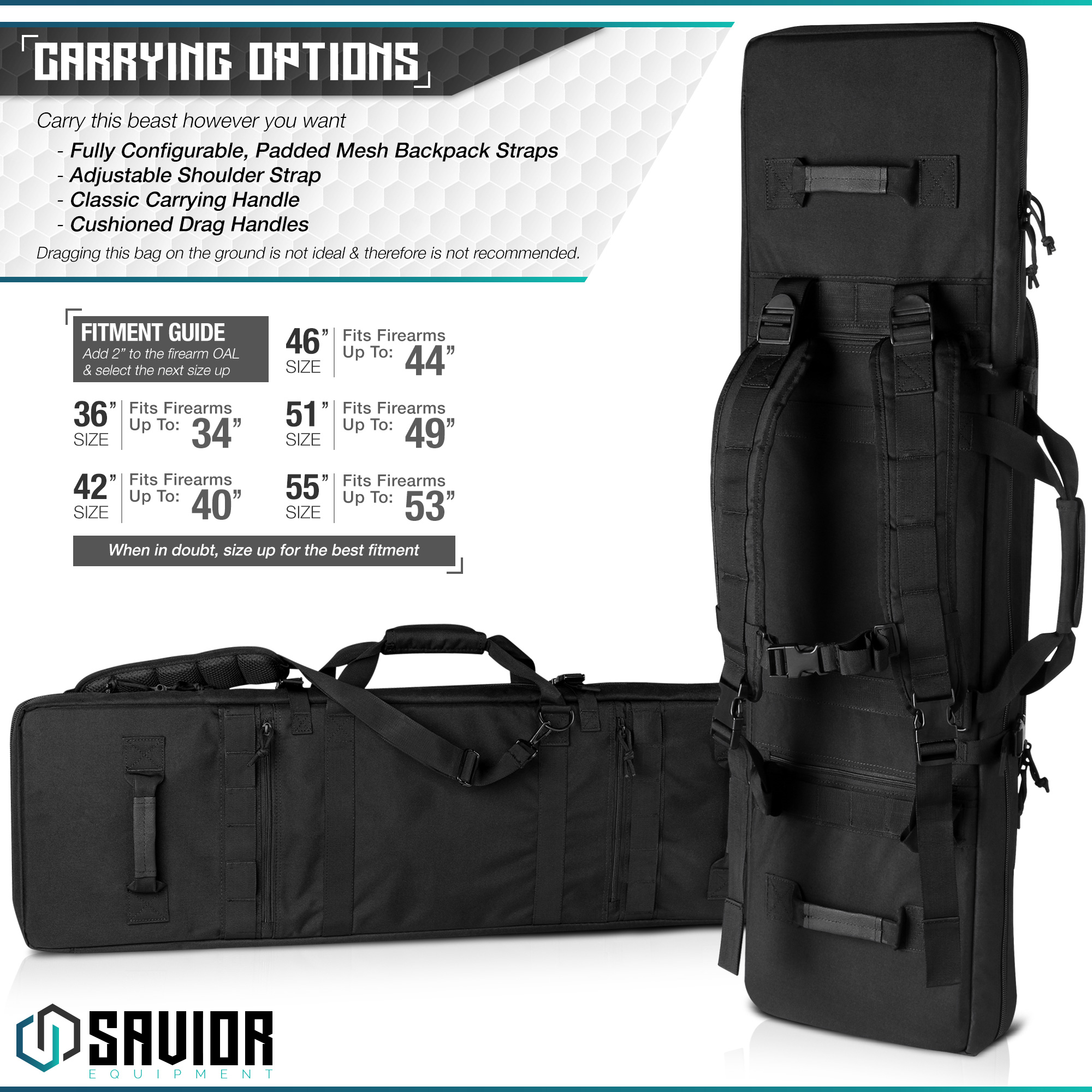 "SAVIOR" Double Rifle Soft Case Firearm Long Carbine Gun Padded Carry