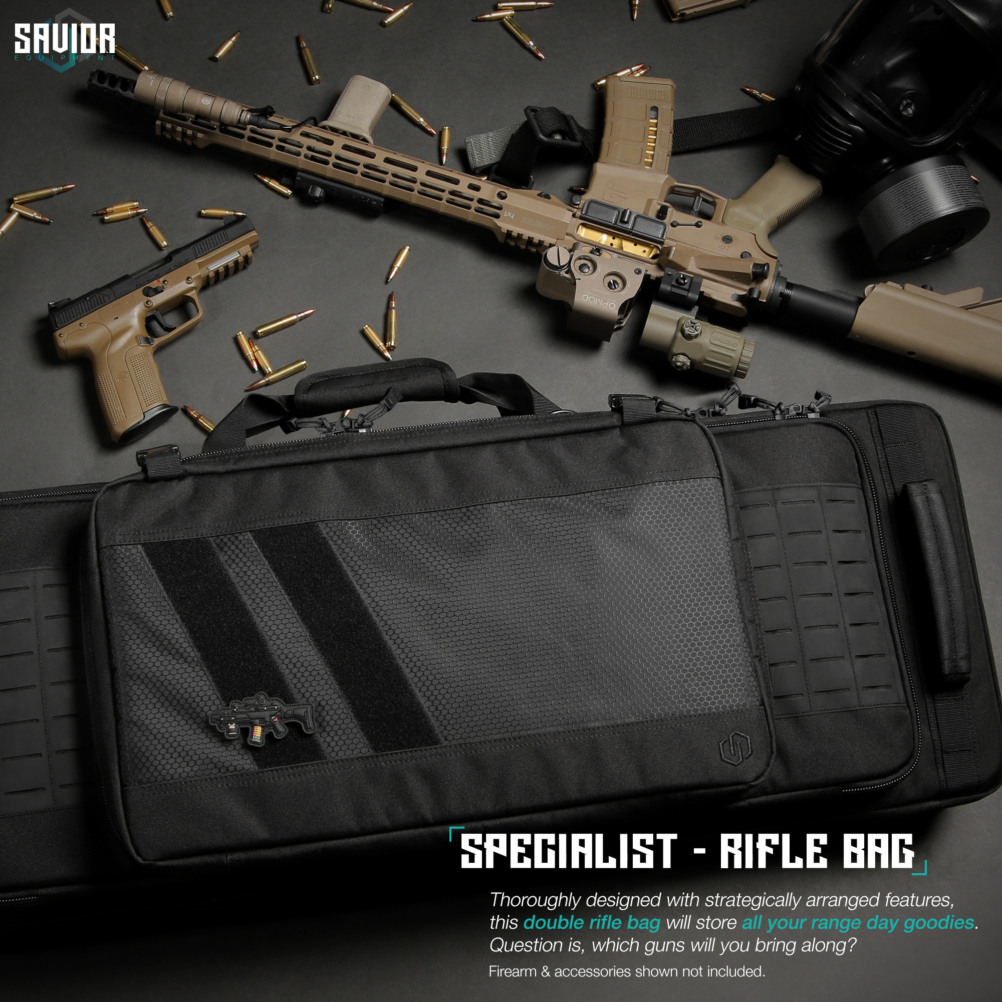 SAVIOR Specialist Series 36"-46" Tactical Double Rifle Bag Carbine Pistol Case - Picture 9 of 24